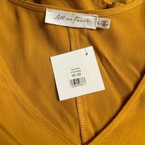 Mustard front knot tie dress, never worn with tags